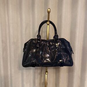 Vintage burberry patent perforated leather bag